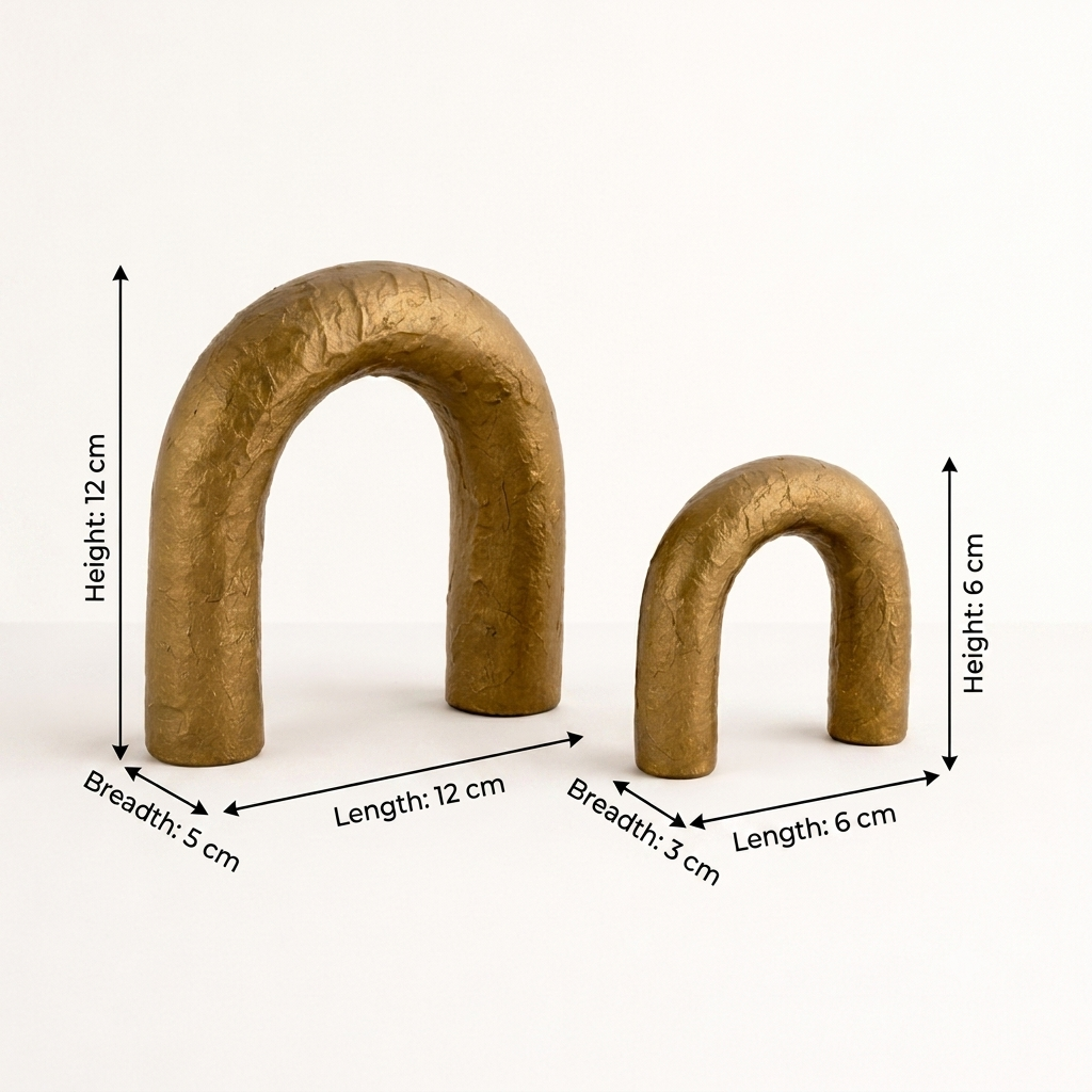 Modern Aluminium Arch Sculpture | Gold Tabletop Decor Set