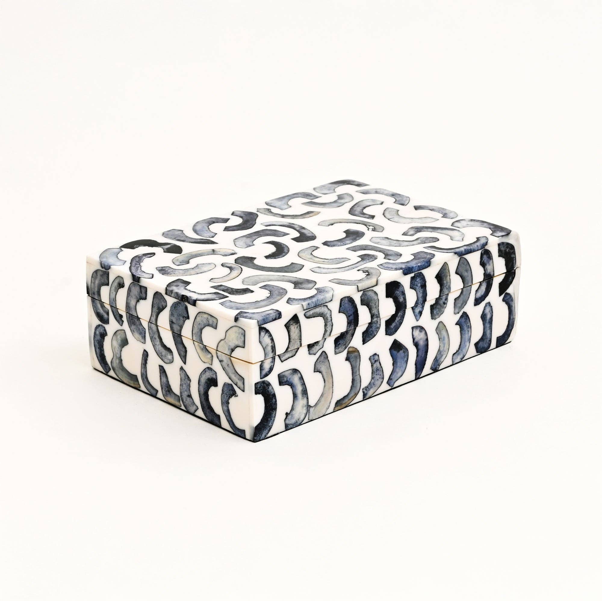Handcrafted Abstract Bone Inlay Decorative Box Blue