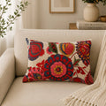 Boho Embroidered Cotton Velvet Lumbar Cushion -40×60 cm