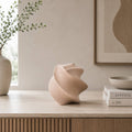 Modern Abstract Aluminium Sculpture | Beige Tabletop Decor