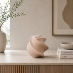 Modern Abstract Aluminium Sculpture | Beige Tabletop Decor