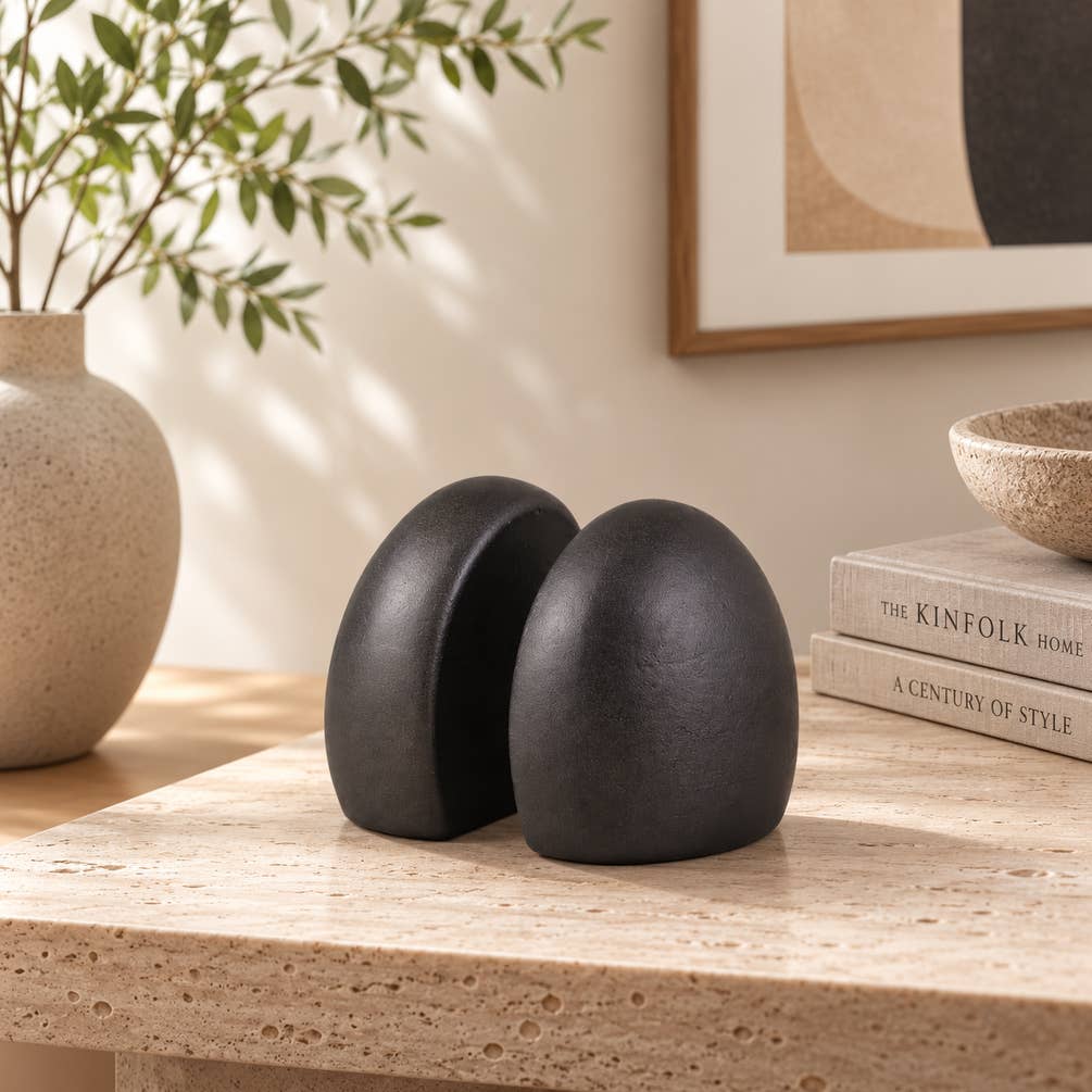 Modern Aluminium Bookends Set | Black Minimalist Book Holder