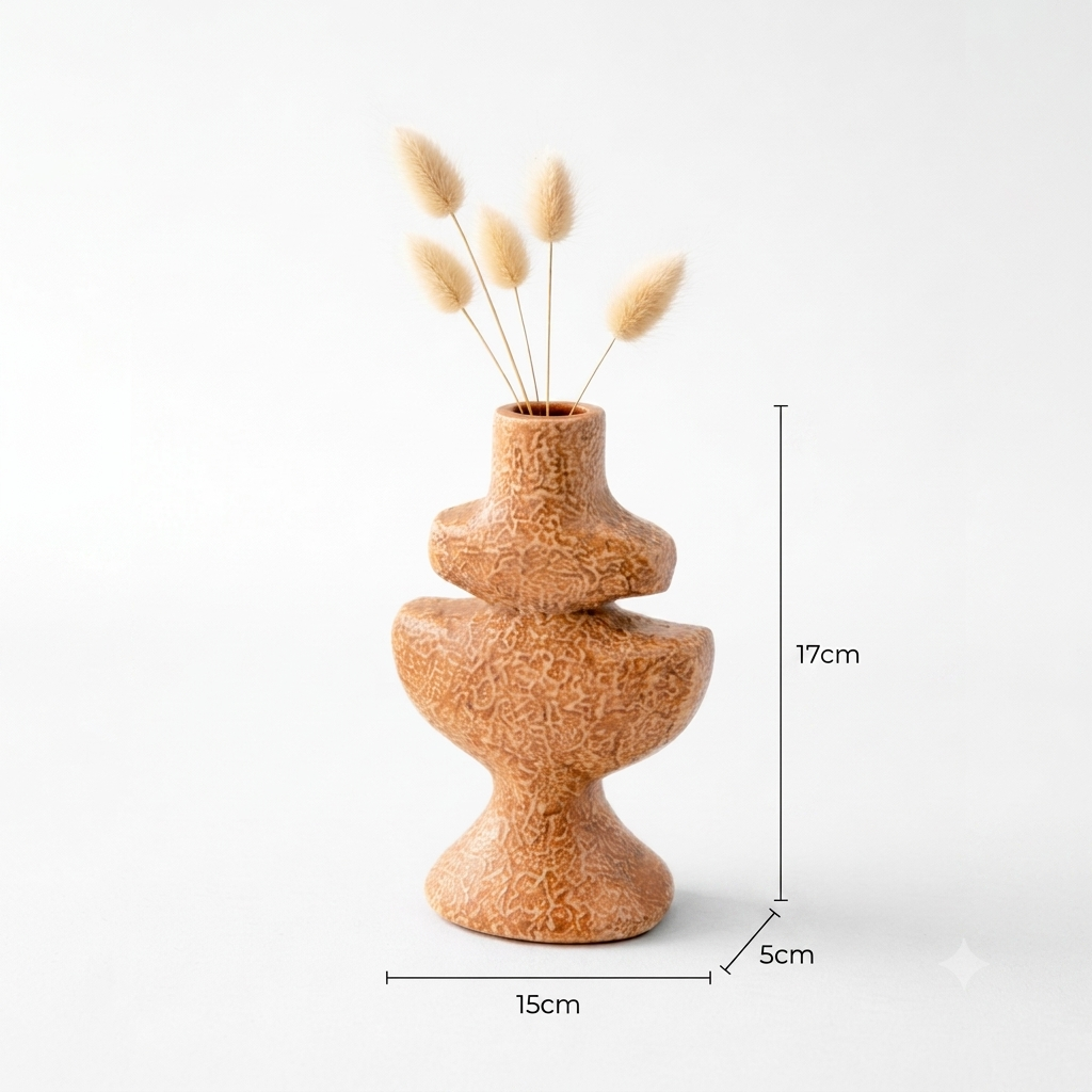 Modern Aluminium Candle Holder |Brown Sculptural Candlestick