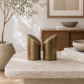 Modern Aluminium Bookends Set | Antique Brass Book Holders