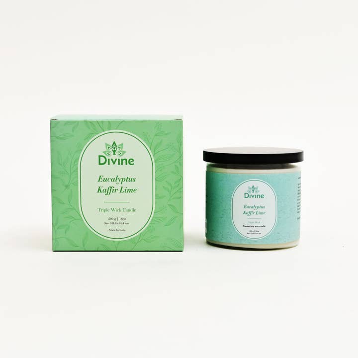 Eucalyptus & Kaffir Lime Triple Wick Glass Candle