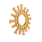 Hand-Carved Metallic Wood Sunburst Wall Mirror