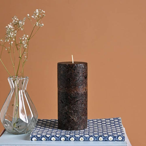 Myrrh & Amber Marble Pillar Candle, Bronze