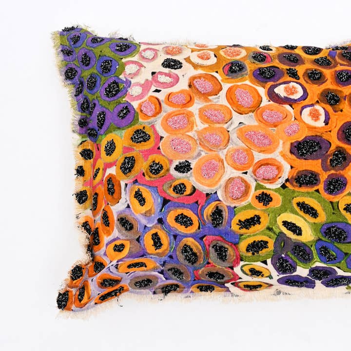 Printed Cotton Lumbar Cushion-  Abstract Design- 40x60 cm