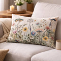 Spring Botanical Embroidered Lumbar Cushion-40x60 cm