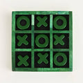 Green Resin Tic Tac Toe Game Set Handcrafted Decor Piece