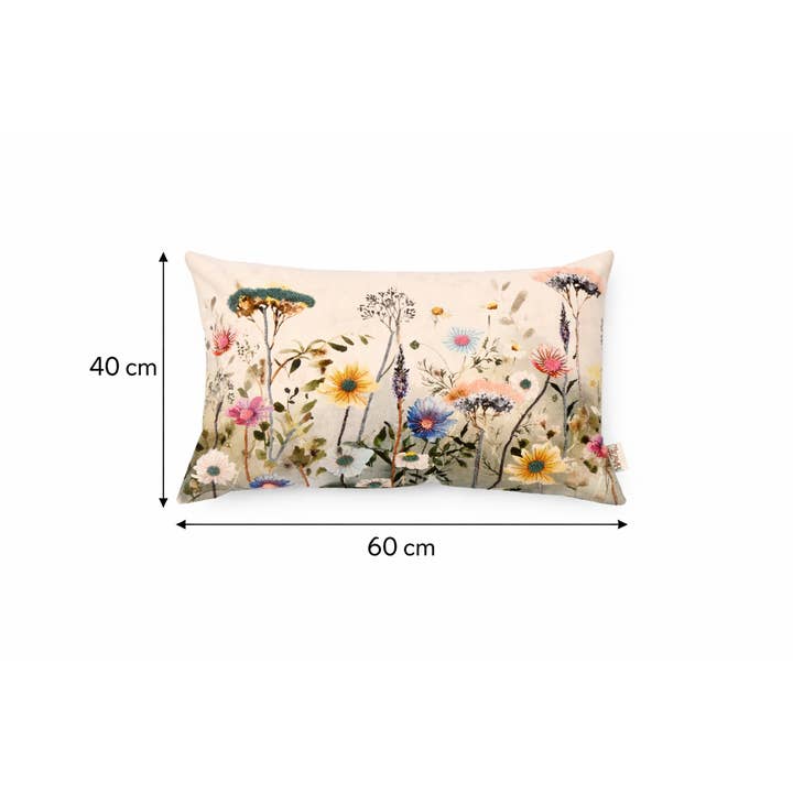 Spring Botanical Embroidered Lumbar Cushion-40x60 cm