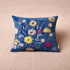 Cotton Cushion- Blue Velvet Design- 45x45 cm