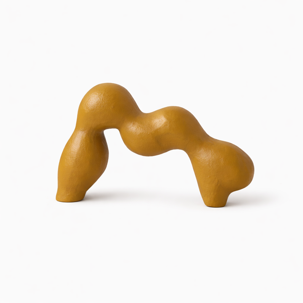 Abstract Aluminium Tabletop Sculpture – Mustard Yellow