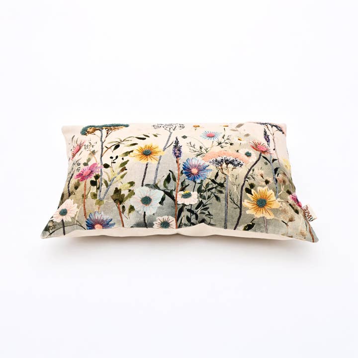 Spring Botanical Embroidered Lumbar Cushion-40x60 cm