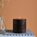 Myrrh & Amber Marble Pillar Candle, Bronze