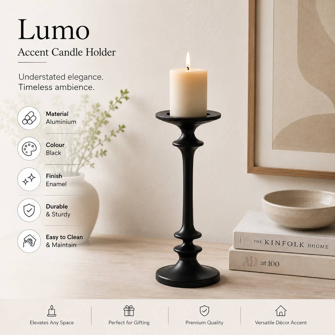 Modern Aluminium Candle Holder | Black Tall Candlestick