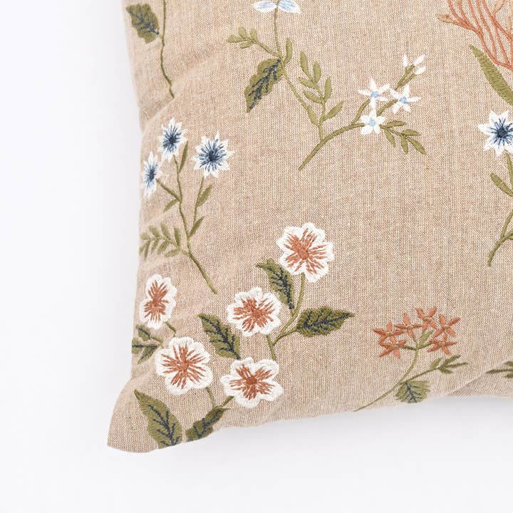 Embroidered Cotton Cushion- Tulip Floral Design- 45x45 cm
