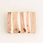 Handcrafted White Striped Wooden Box Brown Natural Finish