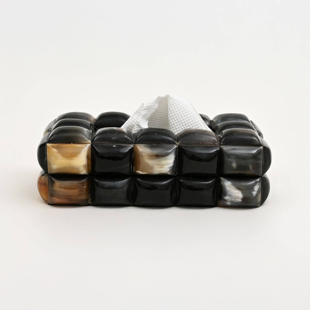 Handcrafted Black Horn Inlay Bubble Tissue Box Cover Decor