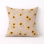 Embroidered Cotton Cushion- Sunflower Design- 45x45 cm