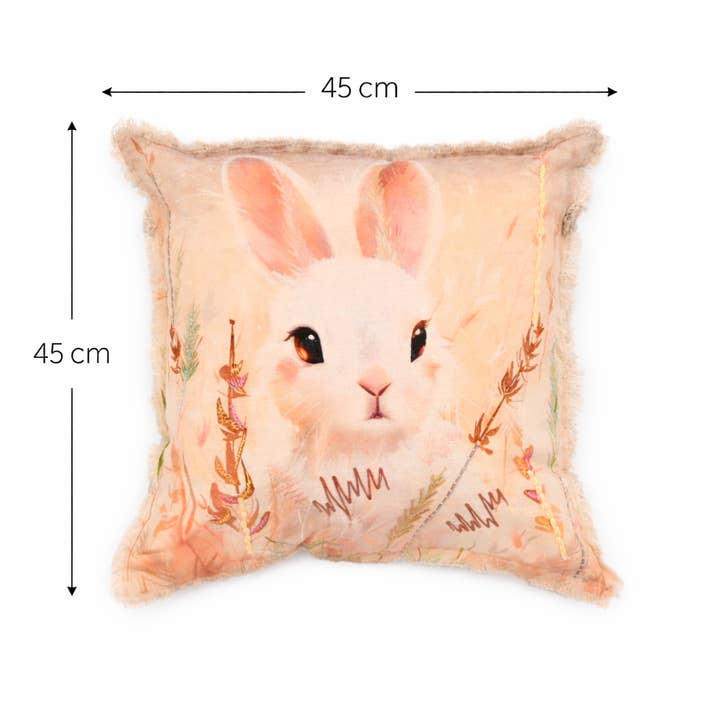 Embroidered Cotton Cushion- Alina Rabbit Design- 45x45 cm