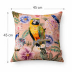 Tropical Parrot Floral Cushion- Cotton Embroidered 45x45cm