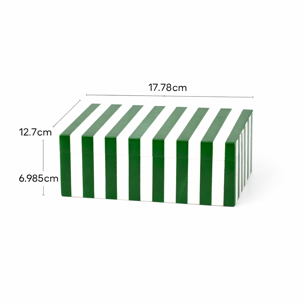 Green Striped Resin Storage Box Glossy MDF