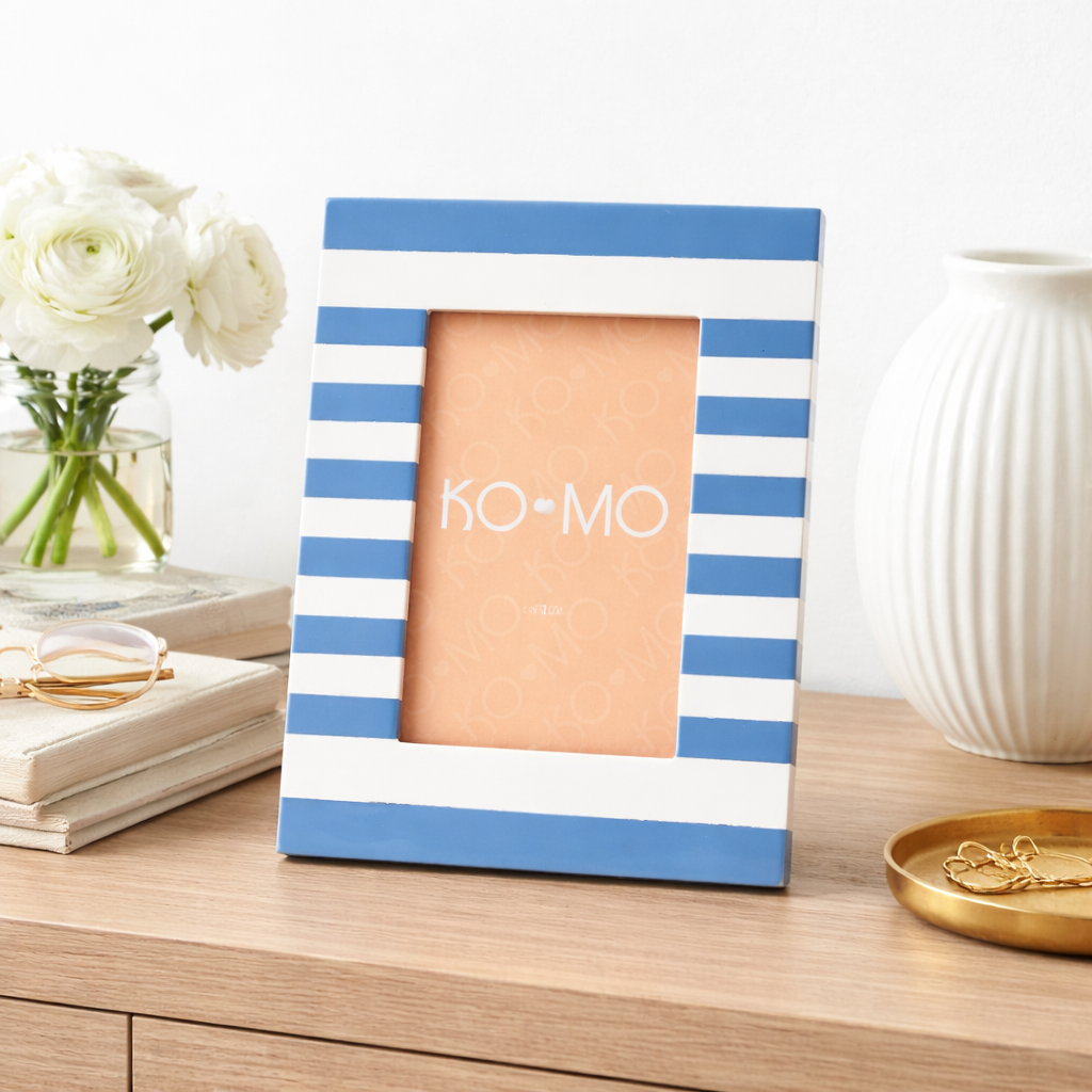 Blue Striped Resin Photo Frame 4x6 Inch