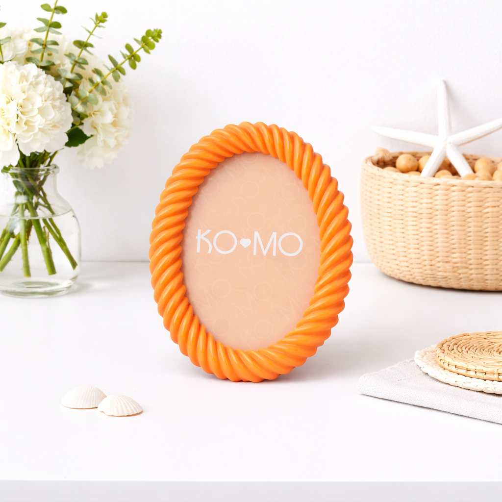 Orange Terrazzo Oval Resin Photo Frame 4x6 Inch