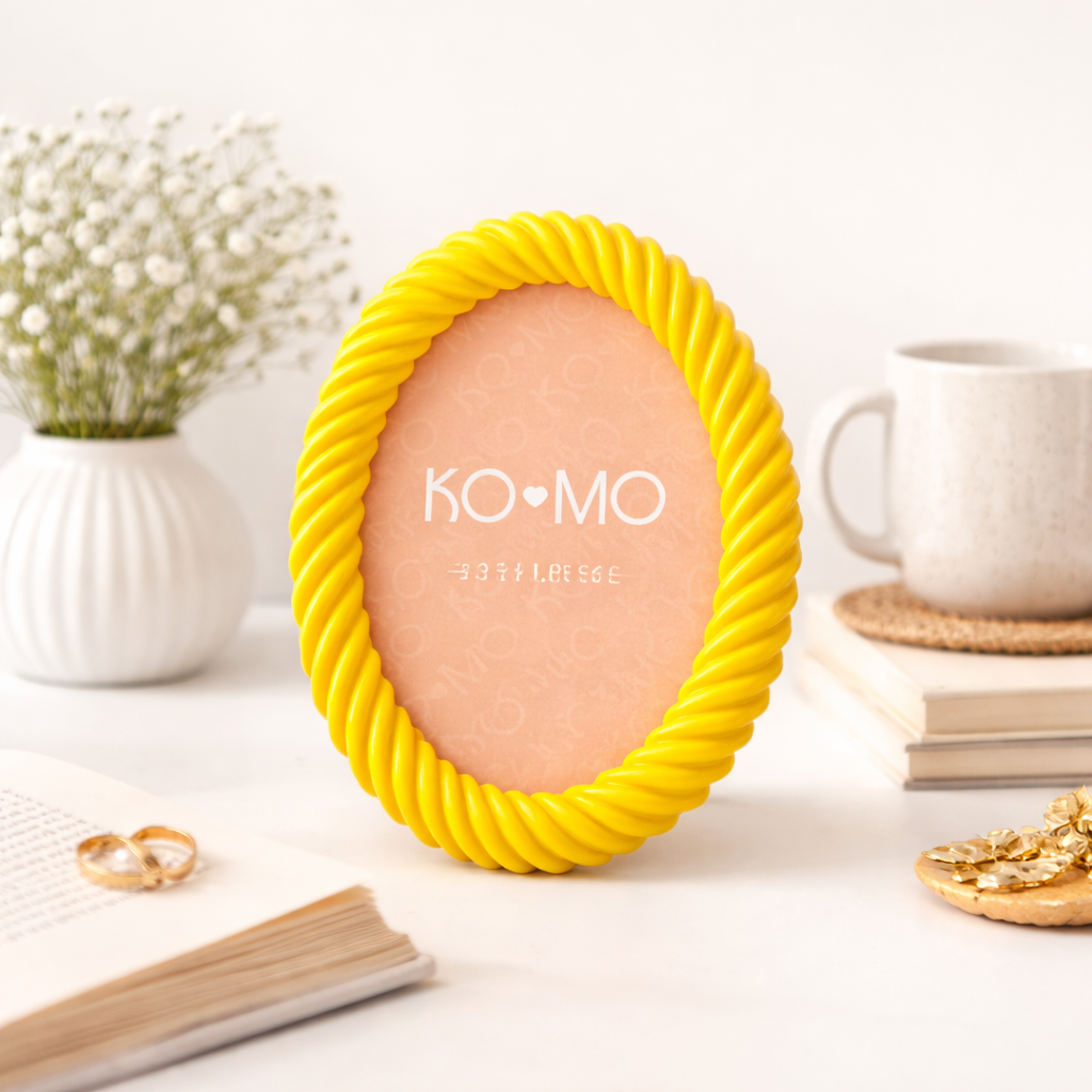 Yellow Terrazzo Oval Resin Photo Frame 4x6 Inch