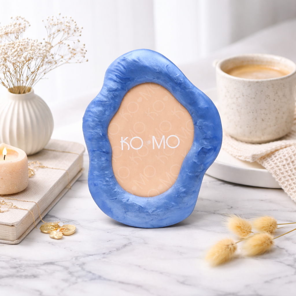 Blue Organic Shape Resin Photo Frame 5x7 Inch