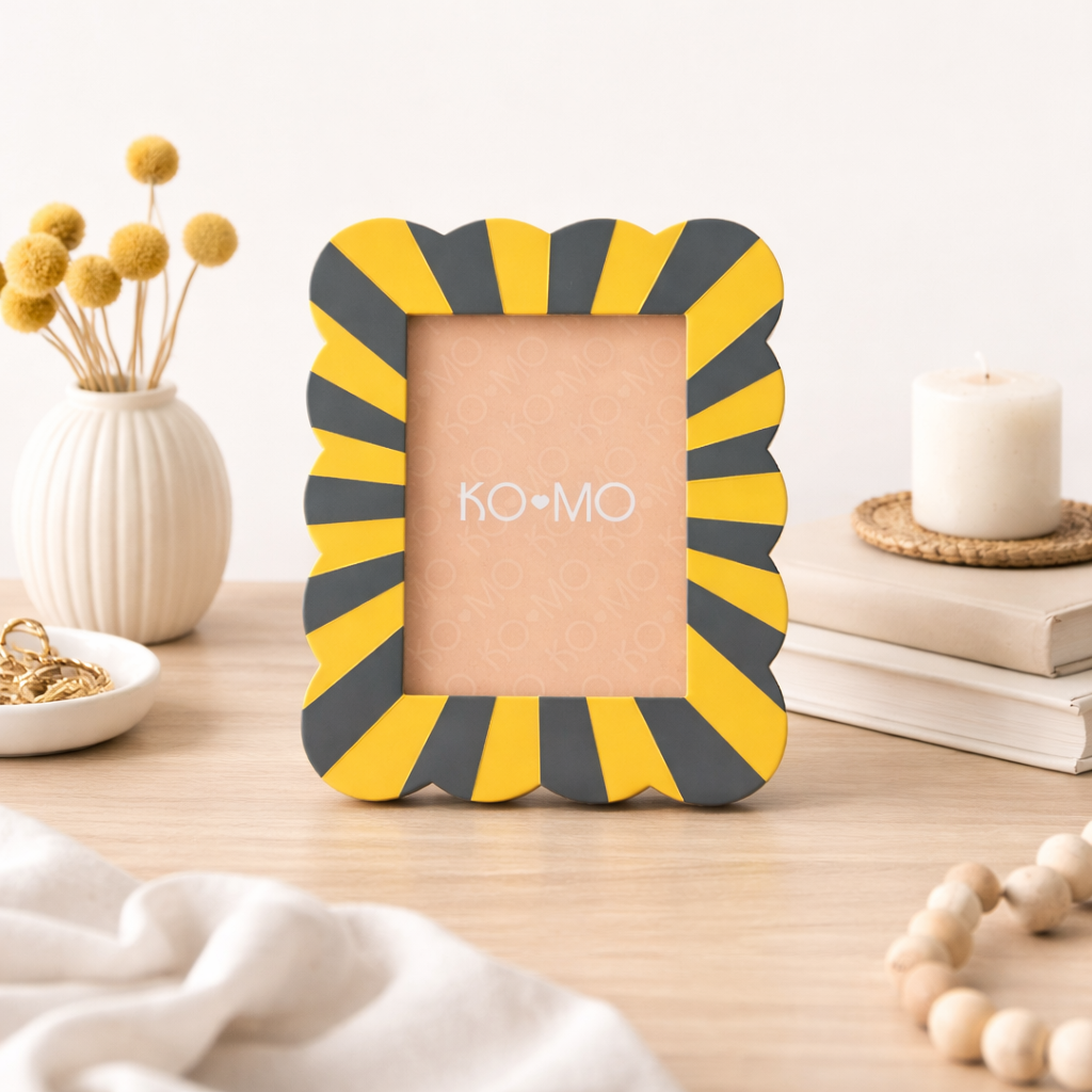 Yellow & Grey Scallop Resin Photo Frame 5x7 Inch