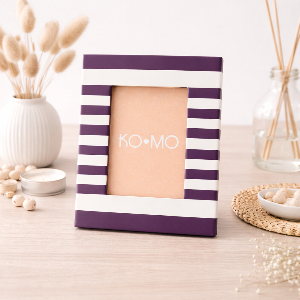 Purple Striped Resin Photo Frame 4x6 Inch