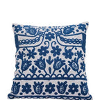 Blue Embroidered Cotton Cushion with Filler 45x45cm