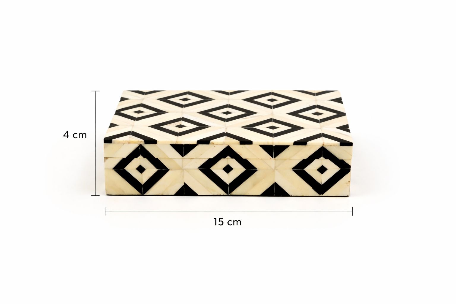 Handcrafted Bone Inlay Geometric Card Box White