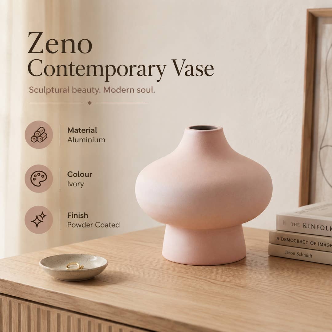 Modern Aluminium Vase | Ivory Sculptural Decorative Accent