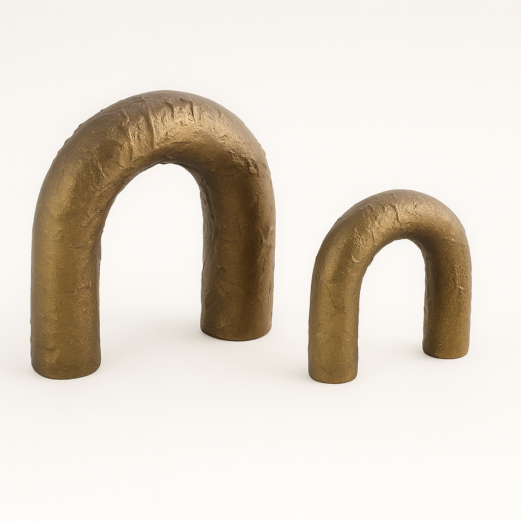 Modern Aluminium Arch Sculpture | Gold Tabletop Decor Set