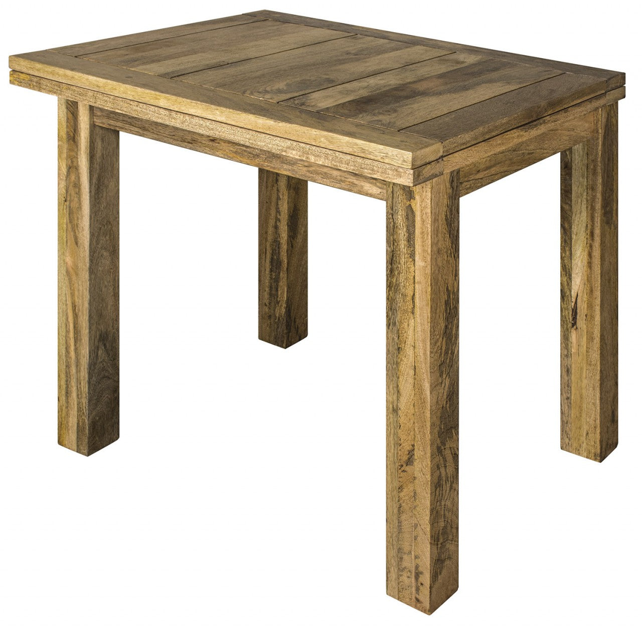 Handcrafted Solid Mango Wood Dining Table – Beige Finish, Butterfly Extension Table