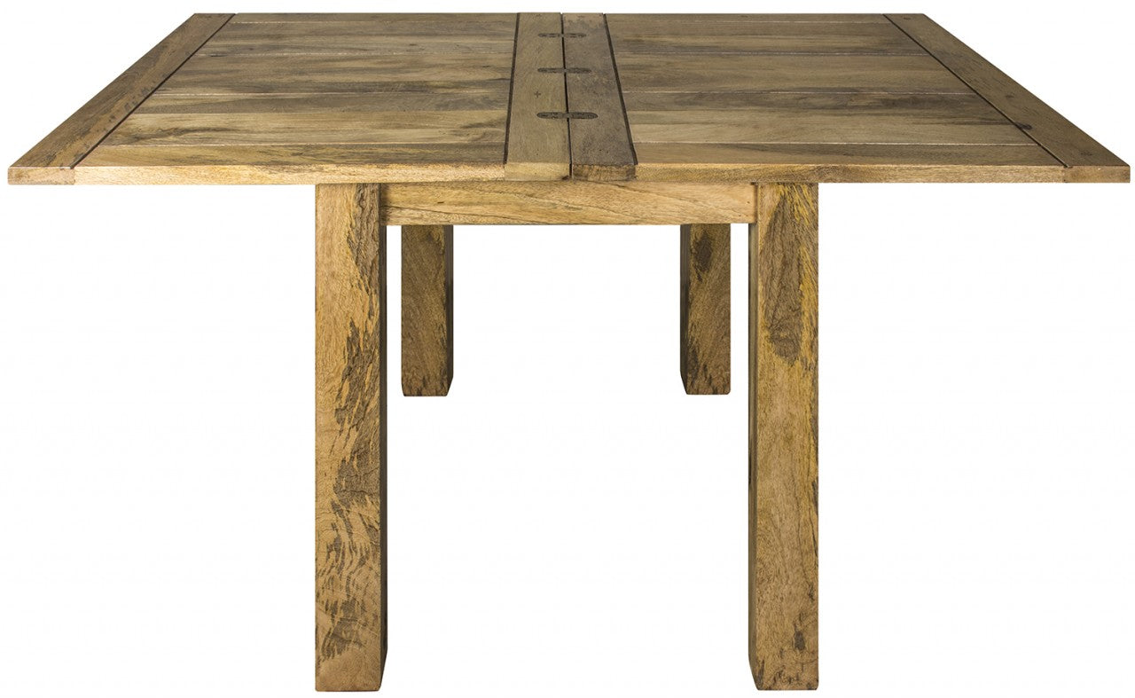 Handcrafted Solid Mango Wood Dining Table – Beige Finish, Butterfly Extension Table