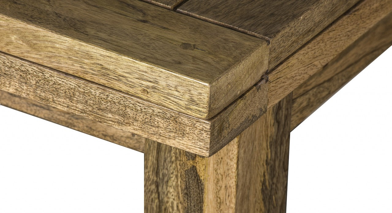 Handcrafted Solid Mango Wood Dining Table – Beige Finish, Butterfly Extension Table