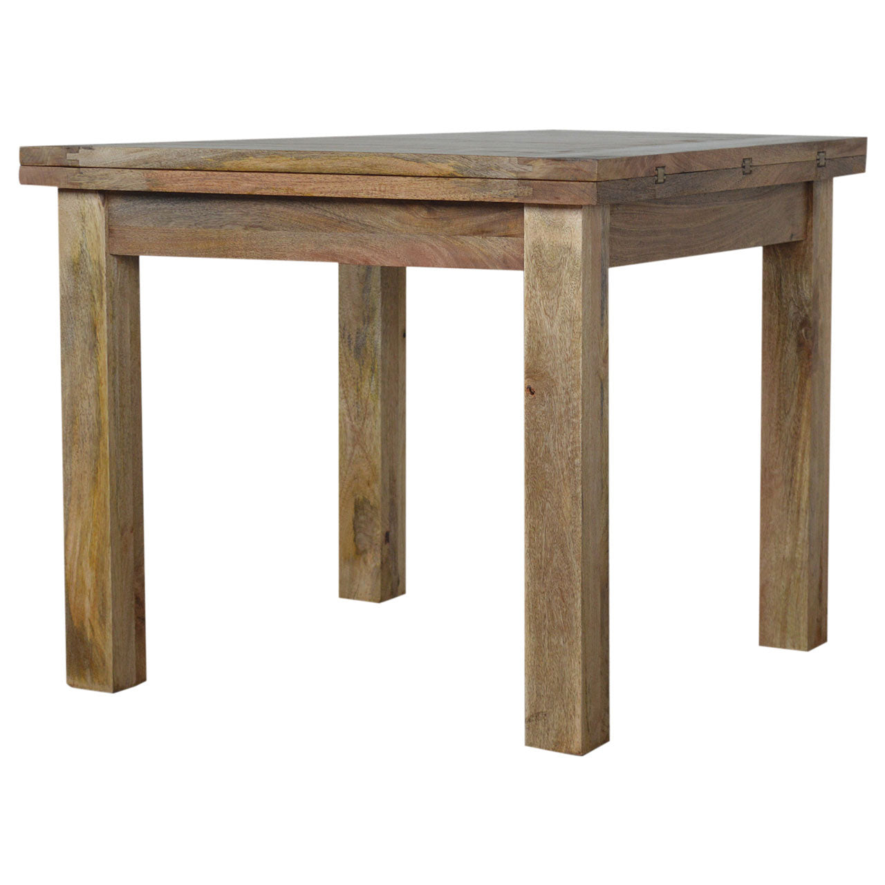 Handcrafted Solid Mango Wood Dining Table – Brown Finish, Extendable Design