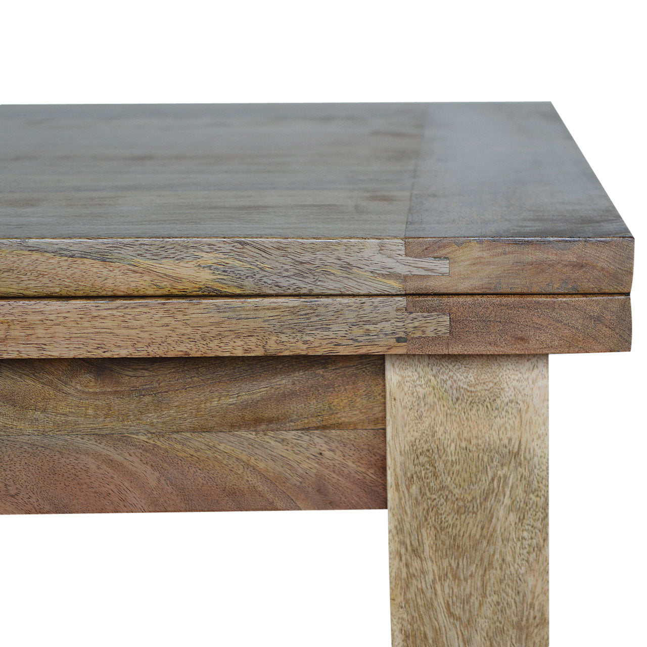 Handcrafted Solid Mango Wood Dining Table – Brown Finish, Extendable Design