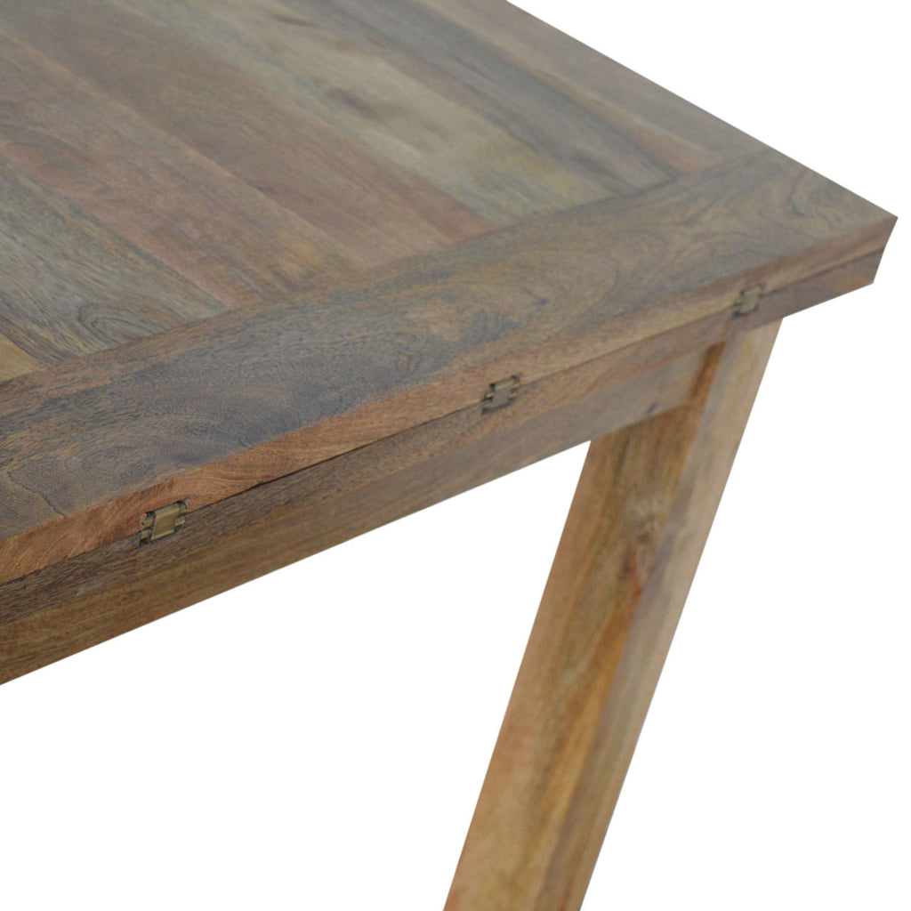 Handcrafted Solid Mango Wood Dining Table – Brown Finish, Extendable Design