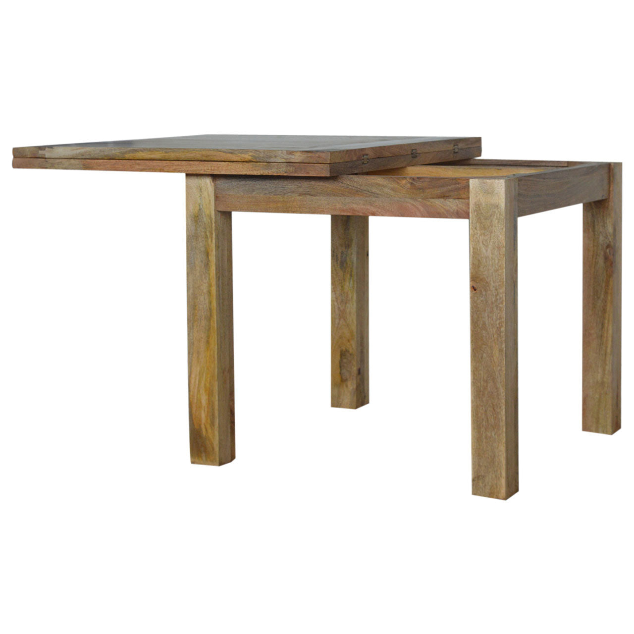 Handcrafted Solid Mango Wood Dining Table – Brown Finish, Extendable Design