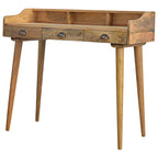 Handcrafted Solid Mango Wood Writing Desk – Oak-ish Finish, 3 Drawers