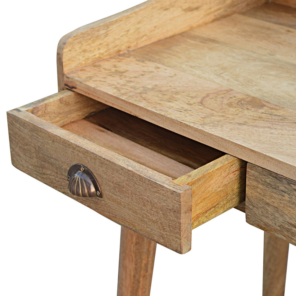 Handcrafted Solid Mango Wood Writing Desk – Oak-ish Finish, 3 Drawers