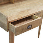 Handcrafted Solid Mango Wood Writing Desk – Oak-ish Finish, 3 Drawers