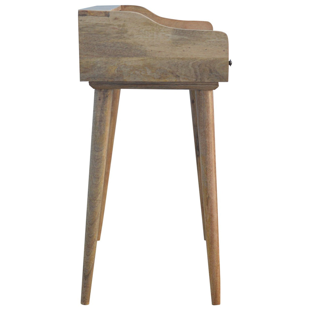 Handcrafted Solid Mango Wood Writing Desk – Oak-ish Finish, 3 Drawers