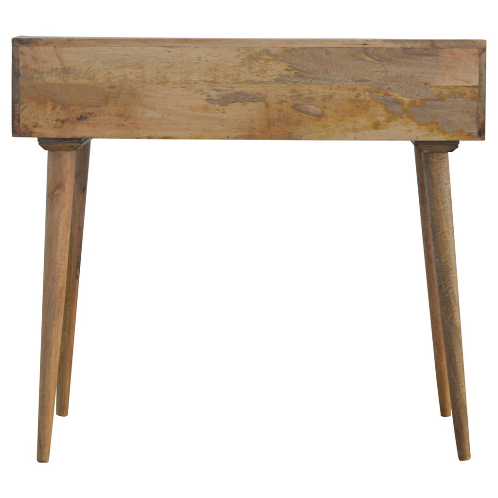 Handcrafted Solid Mango Wood Writing Desk – Oak-ish Finish, 3 Drawers
