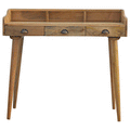Handcrafted Solid Mango Wood Writing Desk – Oak-ish Finish, 3 Drawers